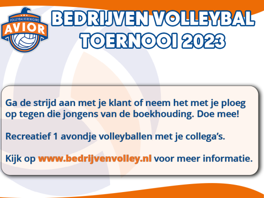 Data bedrijven volleybal 2023 zijn bekend!